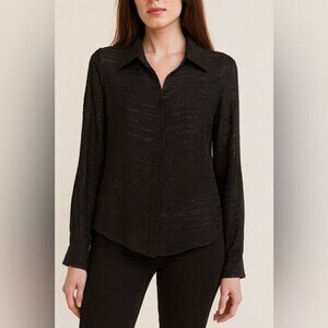 Joeffer Caoc Black Silk Button Front Blouse size 4
